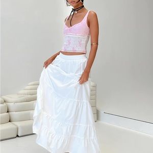 Princess Polly White Tiered Maxi Skirt